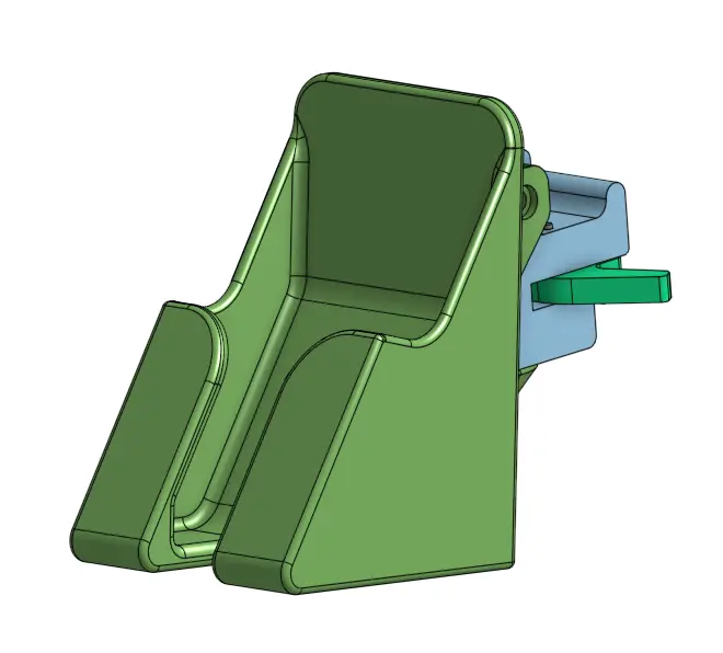 CAD model showing the front of the hospital room phone holder